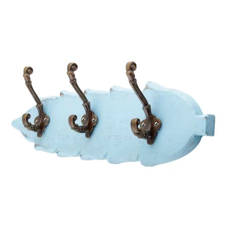 Turquoise Antique Small Wall Wooden Iron Hooks